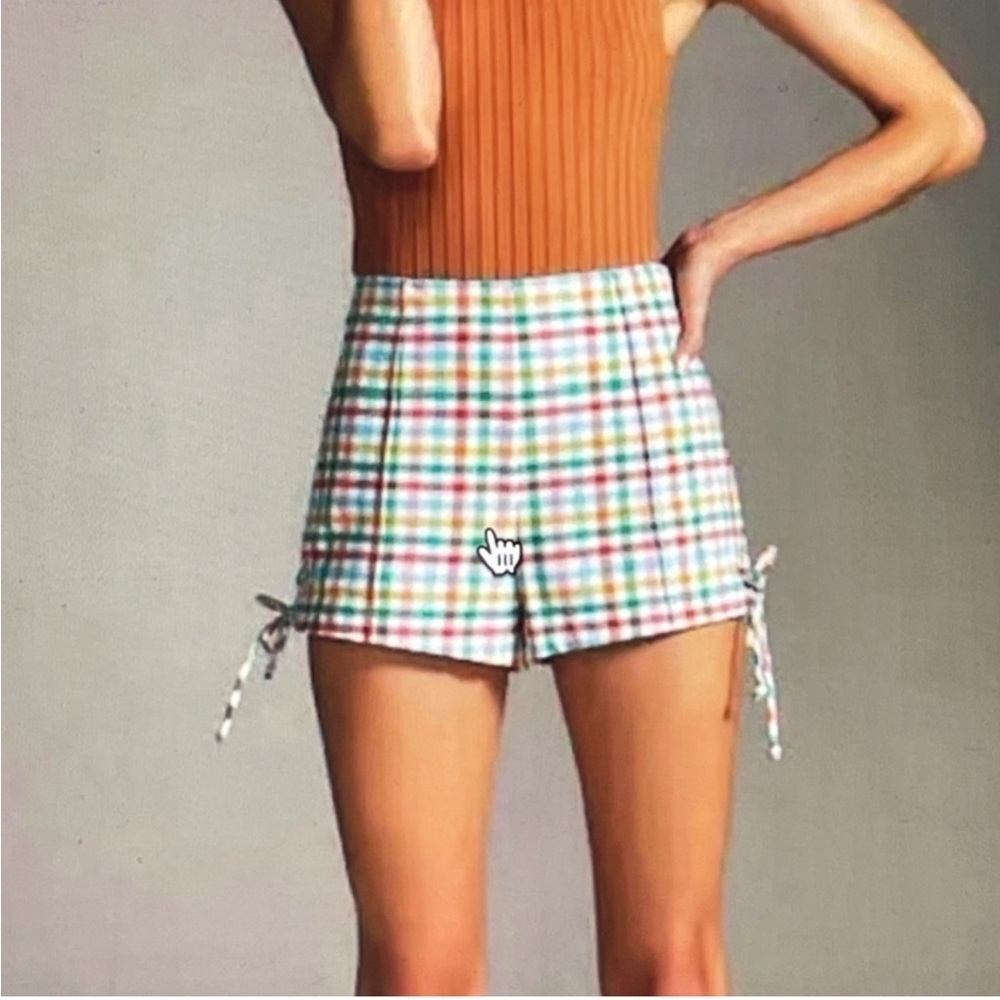 Maeve By Anthropology by Gingham Micro Mini Shorts Sz 12